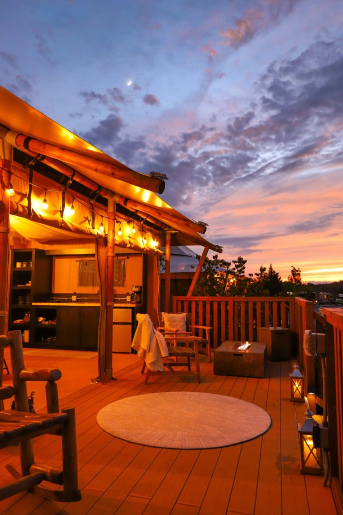YALA Stardust glamping tent at dusk | The Ridge Outdoor Resort