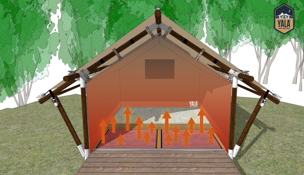 YALA visual seizoensverlenging met infrarood vloerverwarming voor glamping tenten